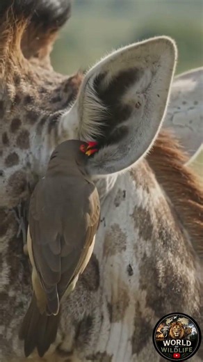 How animals help each other🦒🐦‍⬛