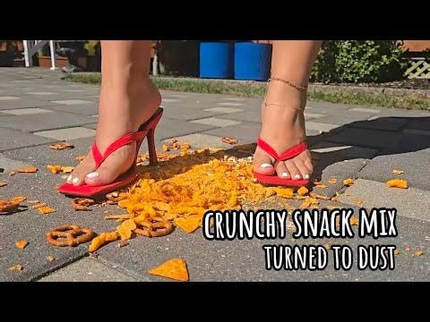 ASMR 🔊 | Snack Mix Pulverized by my Red Thong Sandals | Crunchy Walking | Unwanted Guest Stomp 🪲