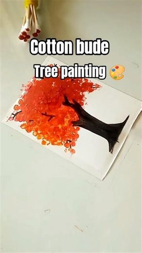 Cotton bude tree painting 🖌️ #viral #art #drawing #trending #trendingshorts #painting #shortvideo
