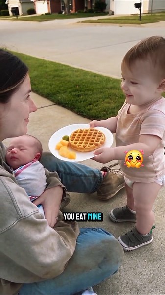 Baby Shares His Last Bite With His New Sibling 🥺#shorts #baby #emotional