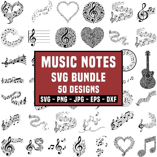 Music Notes Svg Bundle, Musical Notes Clipart, Music Notes Svg, Musical Notes Svg, Musical Notes Png, Cricut Cut Files, Instant Download - Etsy
