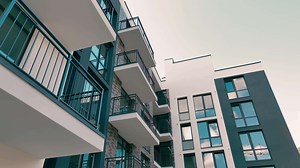 Exterior of a multi-storey building. The house has just been built. New building