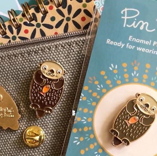 Front and back of pin, in and out of packaging