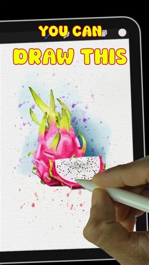 YOU CAN DRAW This 🐉✨ | Procreate Watercolor Dragon Fruit #art #shorts