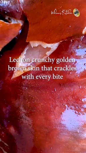 Lechon w/ crunchy skin, juicy tender meat infused w/ rich, savory flavors & aromatic spices.