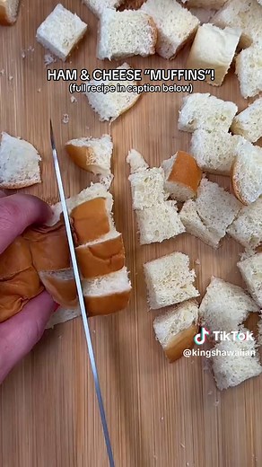 😍 HAM & CHEESE “MUFFINS”! 😋 The perfect bites for Easter brunch! 🐣 Ingredients: -King’s Hawaiian Original Hawaiian Sweet Rolls -1/2 c butter (1 stick), melted -1 1/2 c ham (thick-cut, cubed) -1/2 tbsp poppy seeds -1/4 c butter (melted) -1 tbsp Dijon mustard -1/2 tbsp onion powder -1/2 tsp Worcestershire -2 c mozzarella cheese (shredded) -2 c Swiss cheese (shredded) Preparation: 1. Cut King’s Hawaiian Original Hawaiian Sweet Rolls in small cubes 2. In a large bowl, combine cubed rolls, mozzare