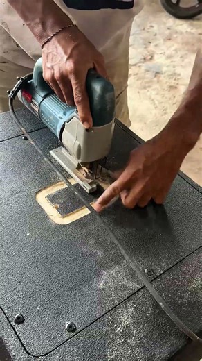 make a hole for the speaker cable plate #tutorial #woodworking #speakerbox