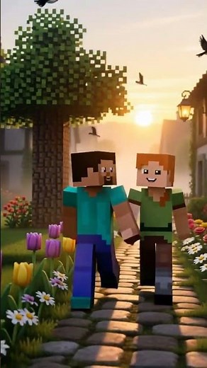 Steve & Alex’s Sunrise Walk – Romantic Minecraft Cinematic 🌸🌅