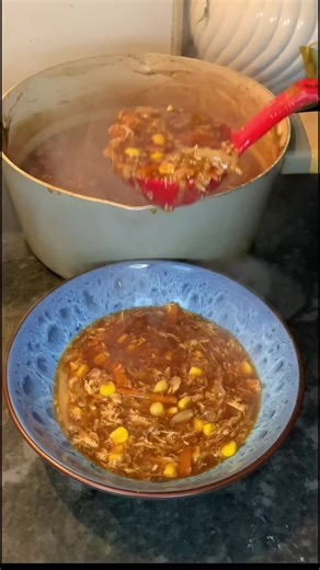 Ingredients: Onion Garlic Shredded chicken Sliced Cabbage Sweetcorn Carrot Chicken Broth/ vegetable broth Soy sauce Oyster Sauce Vinegar Salt Pepper Egg Slurry (cornstarch water) Directions: 1. Cook onion until soft 2. Add chopped garlic and cook for another 2 mins 3. Add the vegetables and cook for few mins 4. Add the chicken broth, let it come to a boil 5. Now add the soy, oyster sauce and vinegar along with salt and pepper. Let it cook for few mins. 6. Then add whisked eggs slowly, stirring q