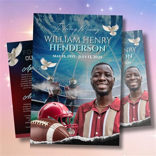 08 Pages Football Memorial Template, in Loving Memory, Rest in Peace Memorial , Edit This With Canva, Heavenly Birthday, Digital Download - Etsy