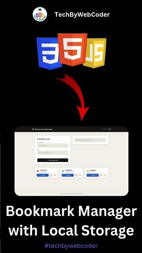 Day 02: How To Build a Bookmark Manager with Local Storage Using HTML, CSS & JS (For Beginner)