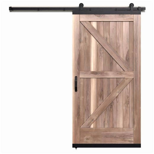 Check The Home Depot's Q&A Before Buying: JELD-WEN 36 in. x 80 in. Karona K Design Unfinished Rustic Walnut Wood Assembly Required Sliding Barn Door with Hardware Kit