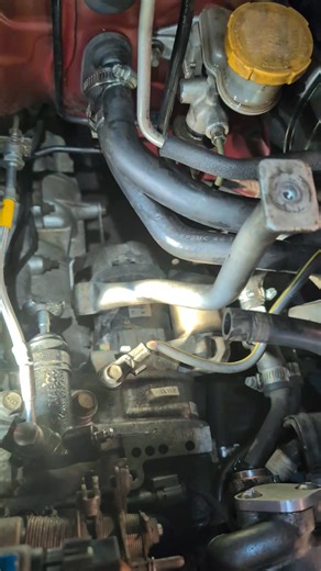 The 21 year old clutch hydraulics couldn't take it anymore. Replaced the clutch line with a braided one and then the slave cylinder blew out. Then the clutch master cylinder decided to clock out as well. Replaced the slave cylinder and swapped the master cylinder with a WRX one that has a bigger bore. After fighting to bleed with the old parts, we finally had a clutch pedal again. | Hobgoblin Performance