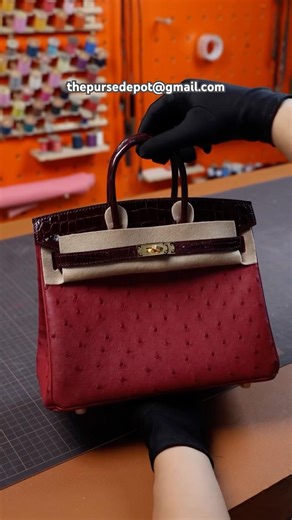 Burgundy Red Croc. Ostrich Leather Handcrafted Bag #handcrafted #bagdesign #custommade #explore