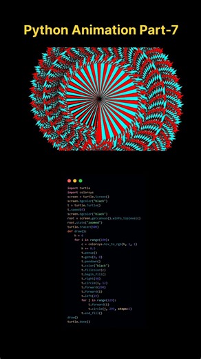 Python Turtle Graphics 🌈 Create Colorful Rotating Art with Code! #Shorts #shortsfeed #viralshorts