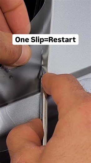 Take it slow and be precise…⬇️ This corner cut is where most PPF installers fail. The knife has to be at exactly 45° with a fresh blade or you’re cutting into the paint. 3 years of practice for this 10-second moment. 💡 Pro tip: Always use a new blade for corner cuts. Dull blades = uneven pressure = paint damage. Follow for more PPF secrets 🎯 Film Used: @stek.usa Tools Used: Ghost Glove @offwrap #ppfinstallation #cardetailing #satisfying #dtmf #badbunny | The Tintstitute