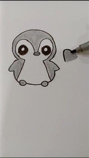 How to draw a cute penguin 🐧 | #cute #cutethings #drawing #sketch #tutorial #animals