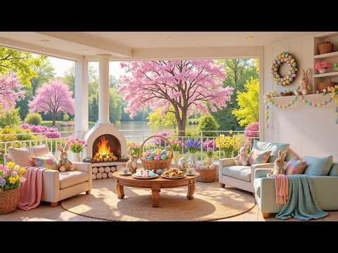 🐰 Easter Ambience: Cute Bunnies in a Cozy Spring Porch with Relaxing Piano Instrumental Music | 4K