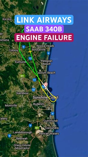 Link Airways Saab 340 Emergency Return to Sunshine Coast #aviation #enginefailure #saab340