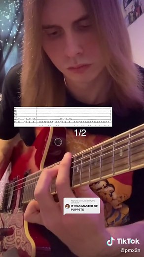 Replying to @silver_raiden420 Tap on the comment for the solo 🔥 #guitar #guitartok #metallica #jameshetfield #masterofpuppets #strangerthings #80s #thrashmetal #metal #foryoupage #fypシ