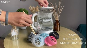 XMY 3D Silicone Mask Bracket Ver2.0, [Food-Grade] High Temperature Resistance Up to 400℃ Odorless and Soft with Support Wing and More Breathing Space, Exercise, Protect LipstickS （5 Blue）