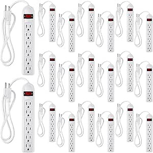 Kanayu 20 Pack 6 Outlet Power Strip Surge Protector 4 ft Cord Low Profile Flat Plug Surge Protector Power Strip for Home Office