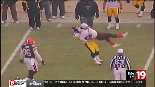 Former Steelers linebacker James Harrison meets Cleveland Browns fan he tackled 20 years ago