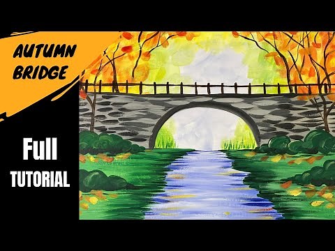 🍂 EP126 - 'Autumn Bridge' easy fall acrylic painting tutorial for beginners