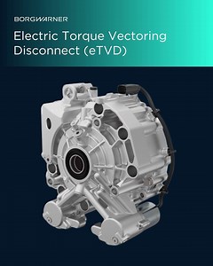 The BorgWarner Electric Torque Vectoring Disconnect (eTVD) system is cutting-edge tech that intelligently manages propulsion torque. It enhances safety, efficiency, and performance with its compact design, scalable torque, and improved driving dynamics! | BorgWarner