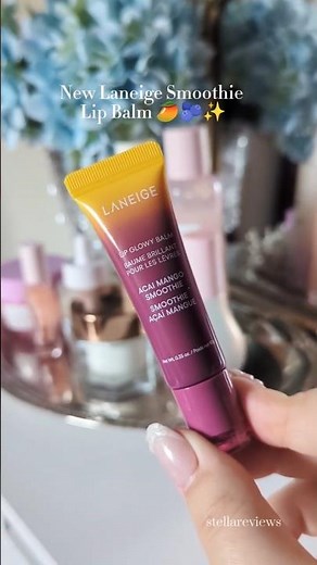 new lip glowy balms!! Acai Mango Smoothie flavor from Laneige 🥭🫐 it smells so yummy! 😍