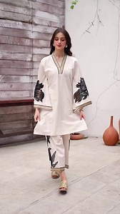 ZATACLOTHING- Classy 2 Pcs outfit including shirt and plazo pants with applique work looks chic in monochrome colors.Elevate Your Style with Orgaza Applique Sleves https://zataclothingco.store/ | Zata Clothing co.
