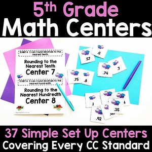 Math Centers 5th Grade Math Center Games Activities No Prep Math Centers