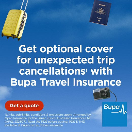 56 reactions · 6 comments | With Bupa Travel Insurance, get cover for overseas medical emergencies, delayed luggage, unexpected trip cancellations & more‡. ‡Limits, sub-limits, conditions & exclusions apply. Arranged by Open Insurance for the Issuer Zurich Australian Insurance Ltd (AFSL 232507). Read the PDS before buying. PDS & TMD available at bupa.com.au/travel-insurance | Bupa Australia | Facebook