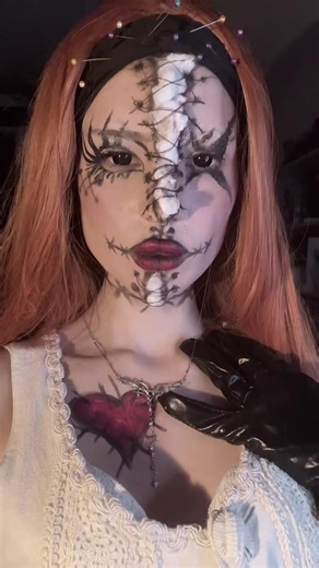 Voodoo doll makeup transition #halloweenmakeup #sfxmakeup #fyp #alternativemakeup