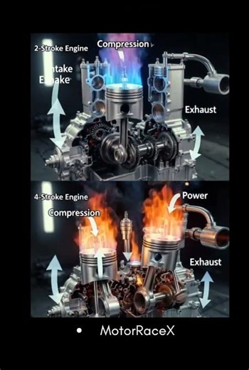 2 Stroke vs 4 Stroke Engine Explained #car #technology