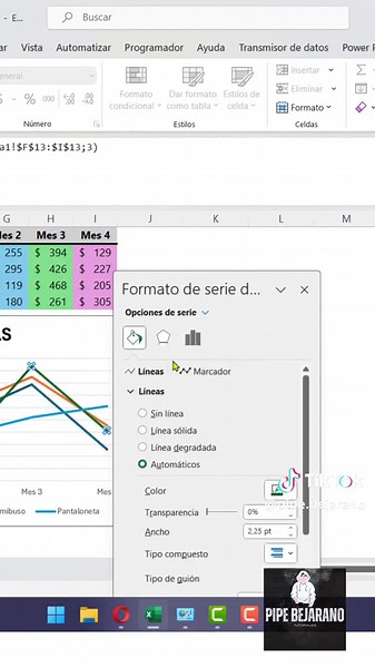 EFECTO GRÁFICO DE LÍNEAS - Aprendiendo a Crear Gráficos en Excel