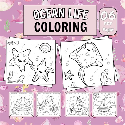 Ocean Life Coloring Book - Etsy