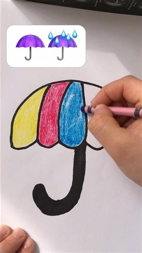 Colorful Umbrella Drawing | Cute Cartoon Umbrella for Kids ☂️ #art #fun #drawing #shorts