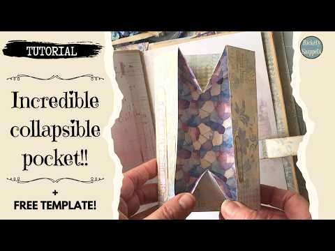 Make this collapsible hidden pocket (+ FREE printable template) | Junk journal tutorial
