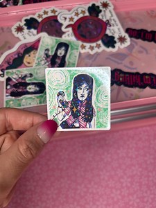Y2k Telephone Girl Original Art Sticker | Sparkly Waterproof Vinyl - Etsy