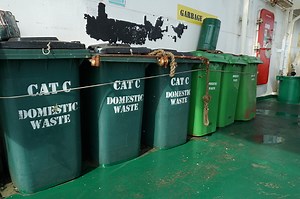 Green plastic garbage bins for domestic waste, category C, firmly...