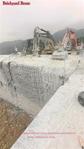 Teamwork of Giants: Excavators Topple a Massive Slab! #shorts