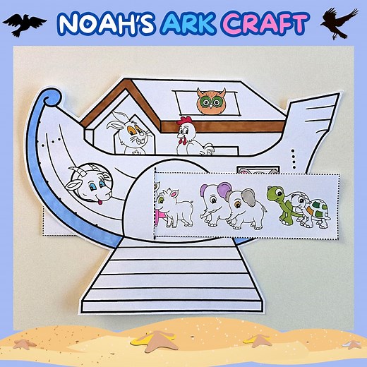 Noah's Ark Craft Printable, Noah's Ark and Animals Coloring, Sunday School Craft for Kids, Simple Noah's Ark Activity, Religious Craft PDF - Etsy