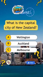 22K views · 1.6K reactions | What is the capital city of New Zealand? #quiz #quiztime #quizreels #brainteaser #usareels #usa #BrainGame #generalknowledge #trivia #educational #geography #geographyquiz | Kaboom Quiz | Facebook