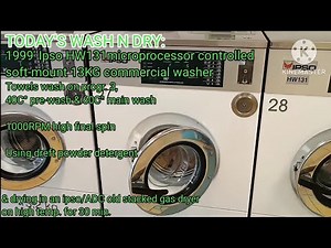 Ipso HW131 microprocessor commercial washer warm wash with pre-wash & old ipso (ADC) stack gas dryer