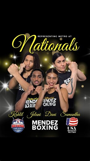 Representing USA Boxing Metro, we are proud to see 4 of our Team going to Texas for Nationals. Kahlil, Dani, Jelani & Samantha and currently in camp in preparation for the big event. As always, keep the support and motivation for everyone. Nationals start December 6th. For Metro 💥 🥊: @dla.dani 🥊: @ktg_917 🥊: @thechamppanther 🥊: @jelanii_03 #MendezBoxing | @usaboxingmetro | Mendez Boxing