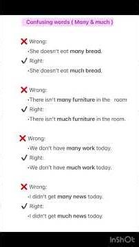 Confusing words #english #learning #languagelearning #much&more