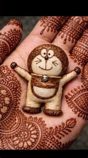 Cute Doraemon Mehndi Design 💙✨#doraemonmehndi#mehndidesign#cartoonmehndi#kidsmehndi#cute_mehndi#