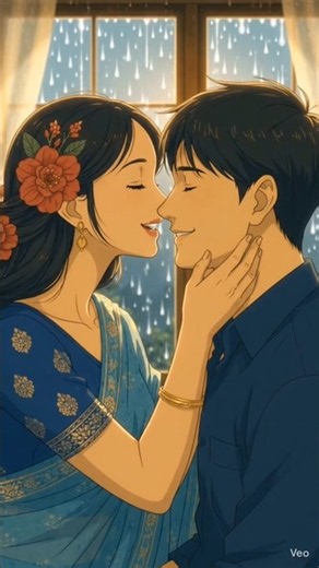 A Rainy Day Full of Love ❤️ | Sweet Couple Moments | Ghibli Style Animation #shorts #kissscene