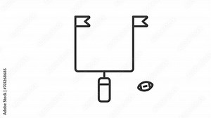 Animated goal post icon. American football line animation. Scoring points. Outdoor sports. Rules of game. Black illustration on white background. HD video with alpha channel. Motion graphic